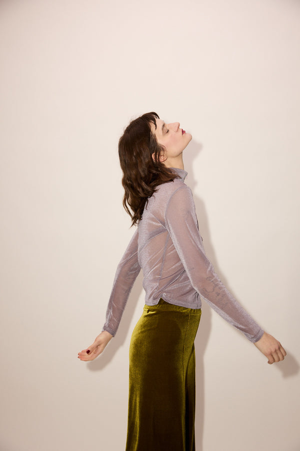 Simone Wild Mesh Velvet Ski LS Shirt Mauve