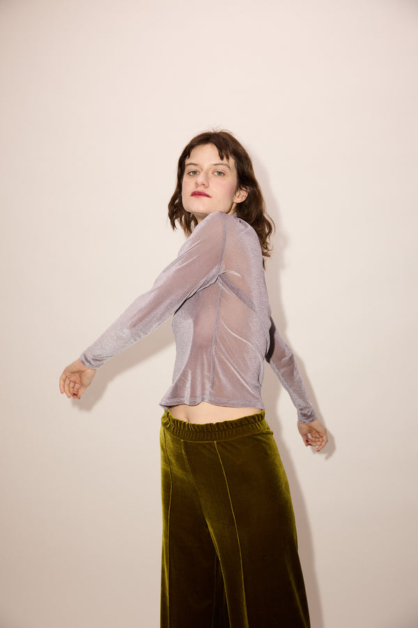 Simone Wild Mesh Velvet Ski LS Shirt Mauve