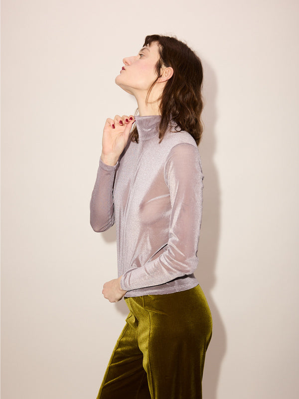 simone wild Mesh Velvet Ski LS Shirt Mauve