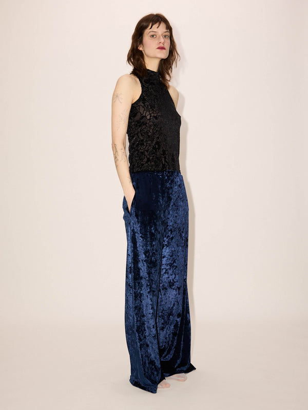 Simone Wild Pocket Pants Crushed Velvet Navy