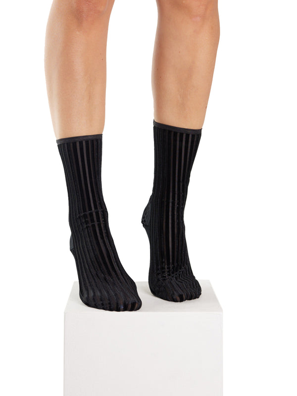 simone wild Rib Velvet Ankle Socks Black