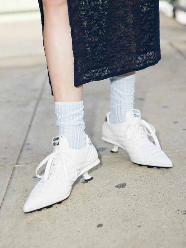 Simone Wild Rib Velvet Ankle Socks Sky