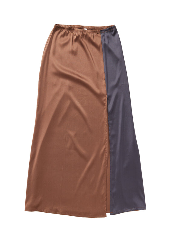 Simone Wild Satin Long Skirt Mocha