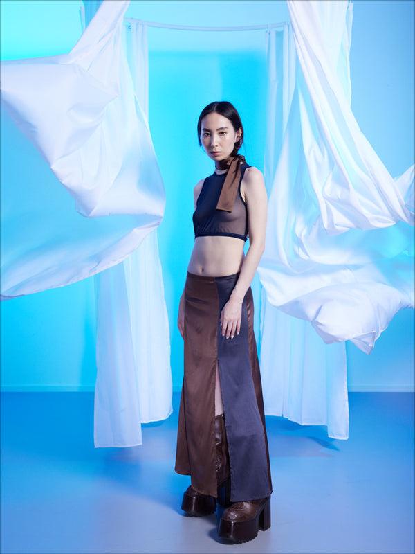 Simone Wild Satin Long Skirt Mocha