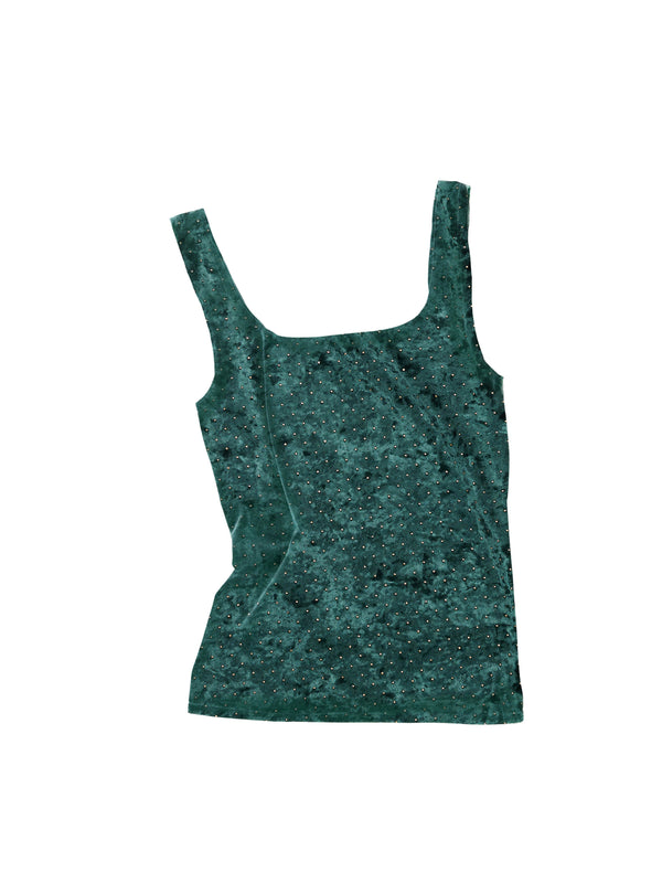 simone wild Singlet Stud Velvet Bottlegreen
