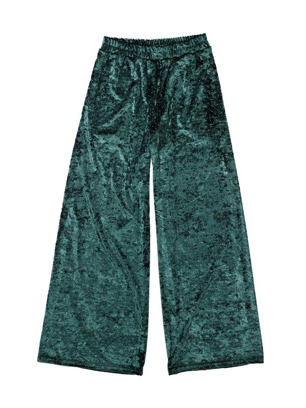 simone wild Stud Velvet Pocket Pants bottlegreen