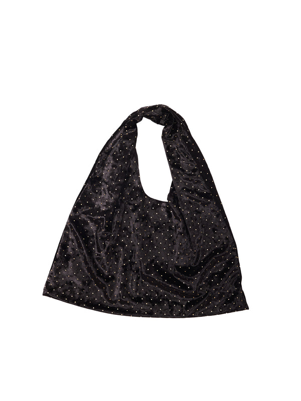 Simone Wild Stud Velvet Pouch Black