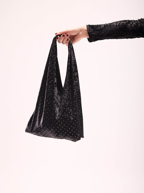 simone wild Stud Velvet Pouch black