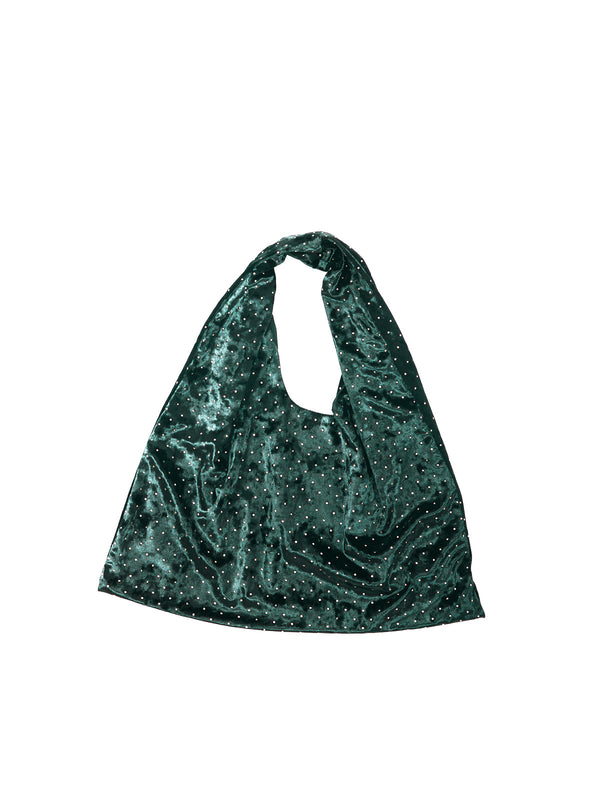 simone wild Stud Velvet Pouch bottlegreen
