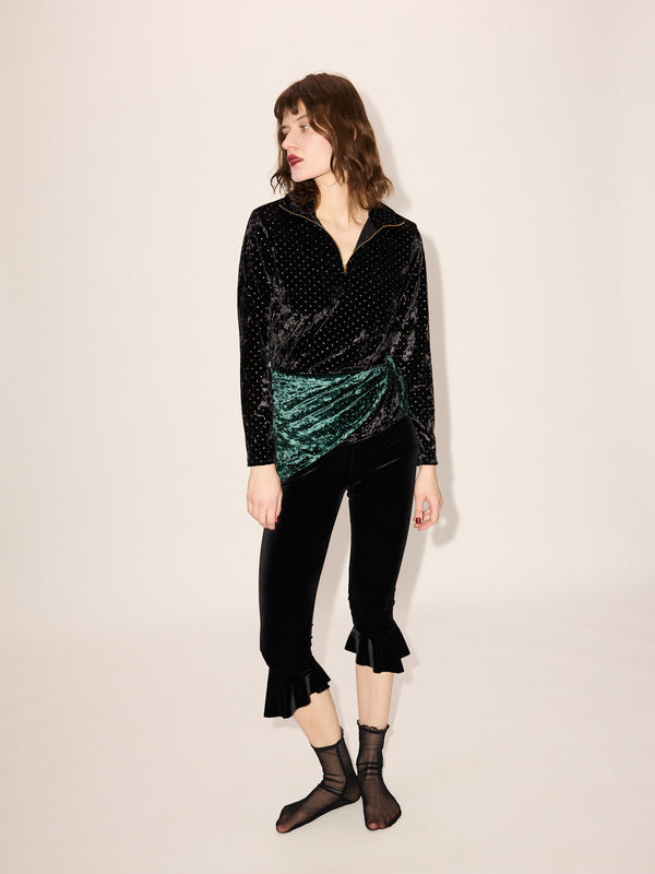 Simone Wild Studded Velvet Troyer Black