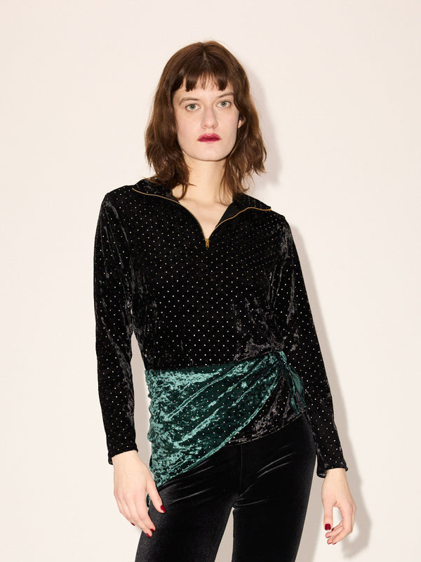 simone wild Studded Velvet Troyer Black