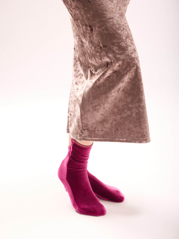Simone Wild Velvet Ankle Socks Magenta