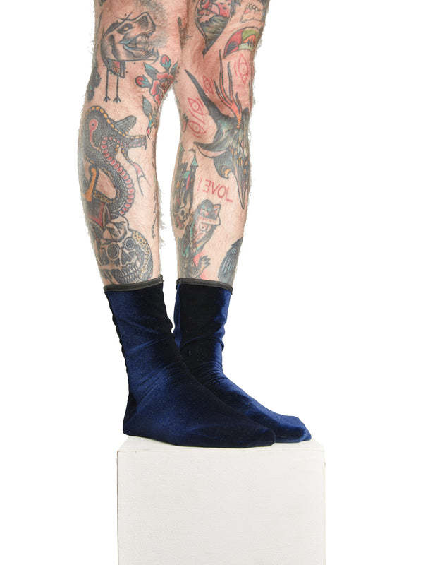 Simone Wild Velvet Ankle Socks Navy