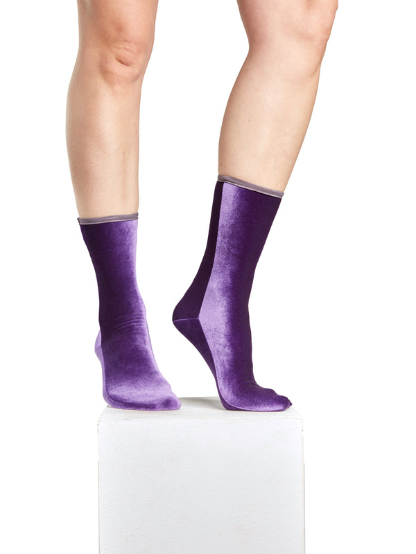 simone wild Velvet Ankle Socks Purple