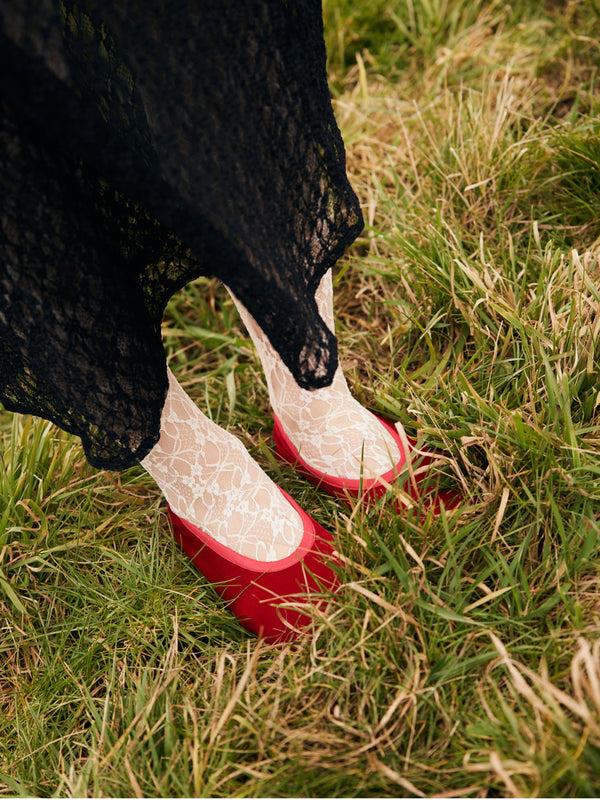 Simone Wild Velvet Ballet Slipper Fier Red