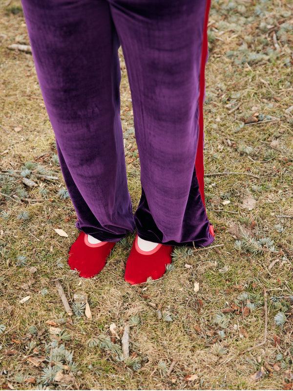 Simone Wild Velvet Ballet Slipper Fier Red