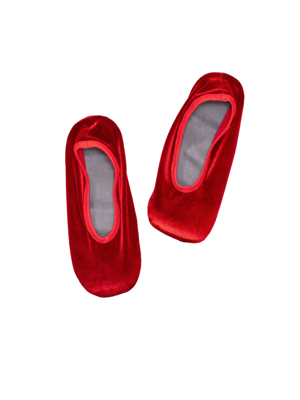 simone wild Velvet Ballet Slipper fier red