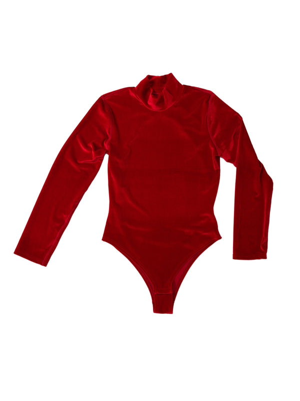 Simone Wild Velvet Body High Neck Firered