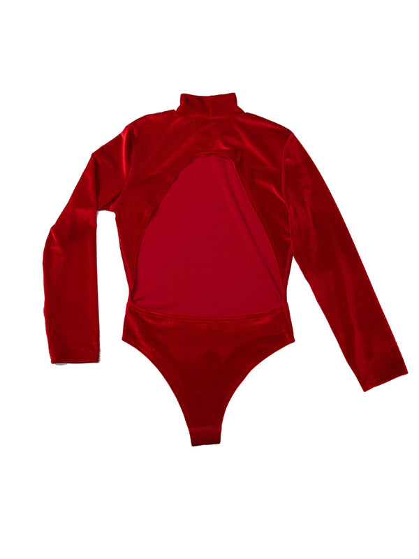 Simone Wild Velvet Body High Neck Firered