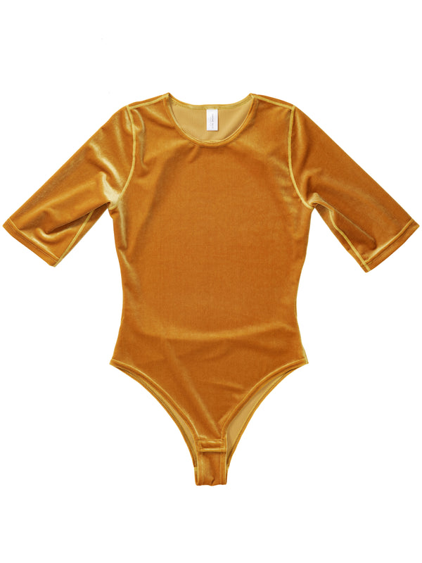Simone Wild Velvet Body Open Back Mustardyellow