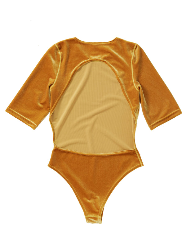 Simone Wild Velvet Body Open Back Mustardyellow