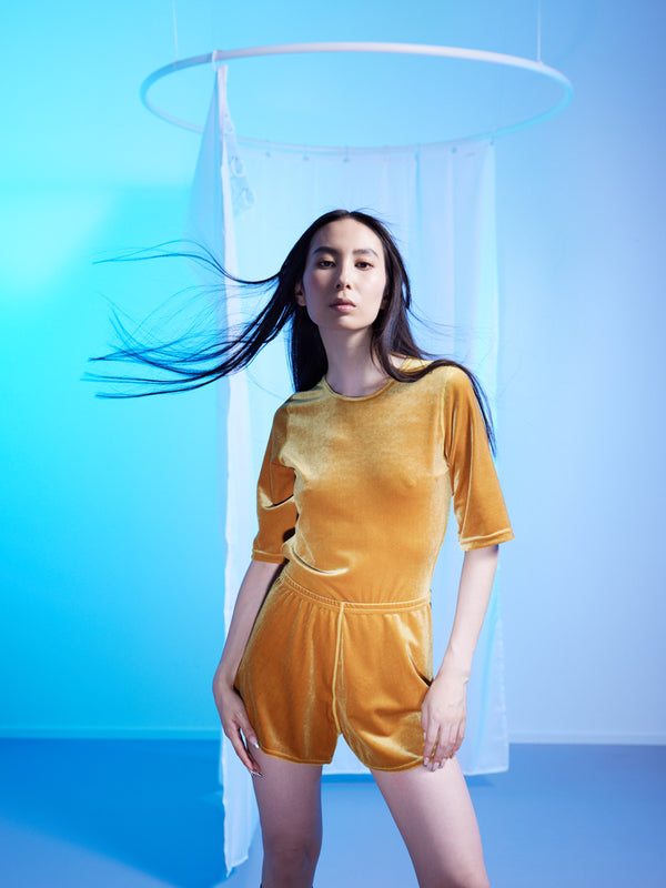 Simone Wild Velvet Body Open Back Mustardyellow