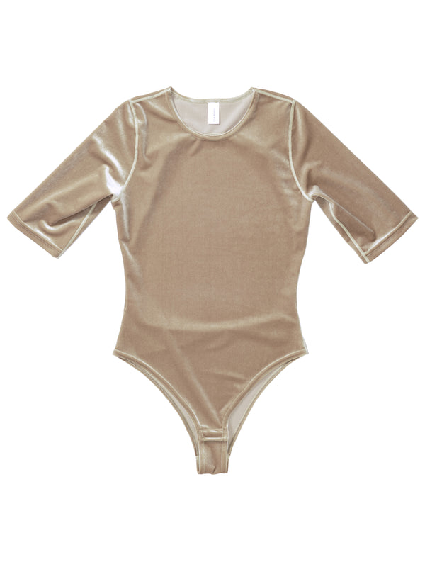 Simone Wild Velvet Body Open Back Taupe