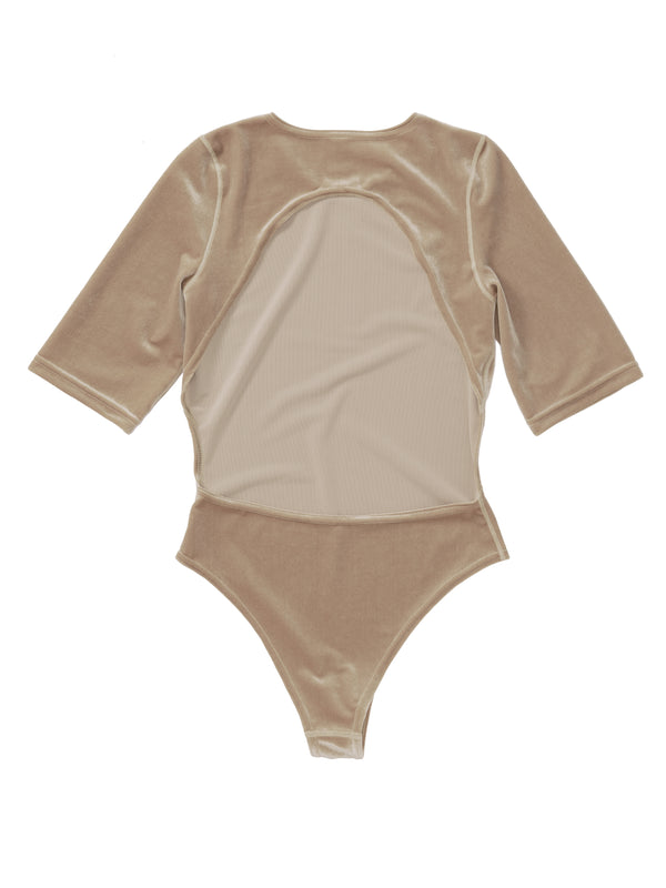 Simone Wild Velvet Body Open Back Taupe