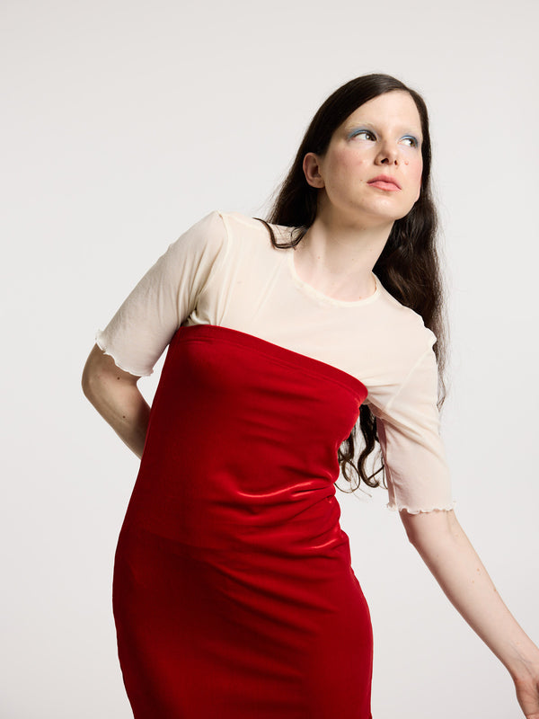 simone Wild Velvet Dune Dress Fire Red