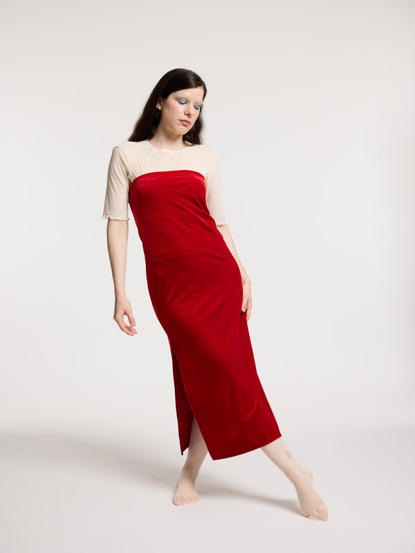 simone wild Velvet Dune Dress Fire Red