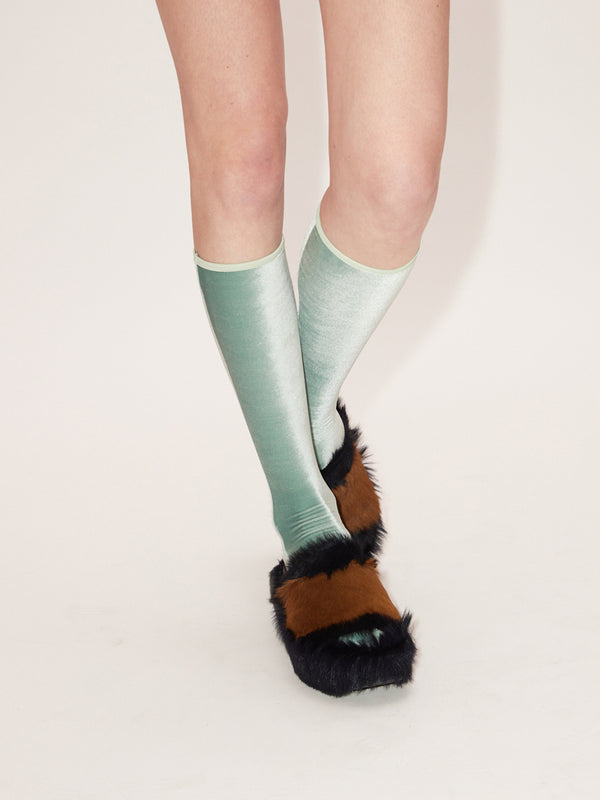 Simone Wild Velvet Knee Socks Pistachio