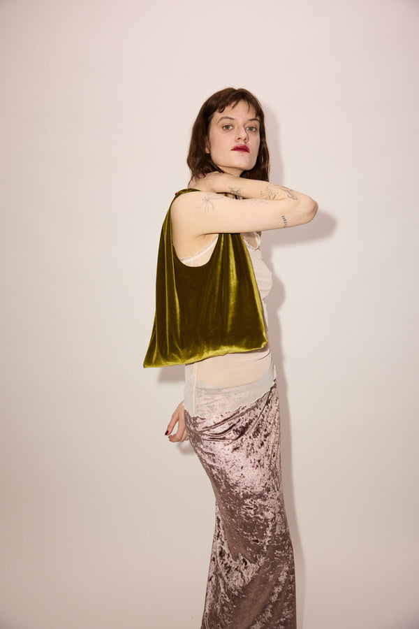 Simone Wild Velvet Pouch Pear