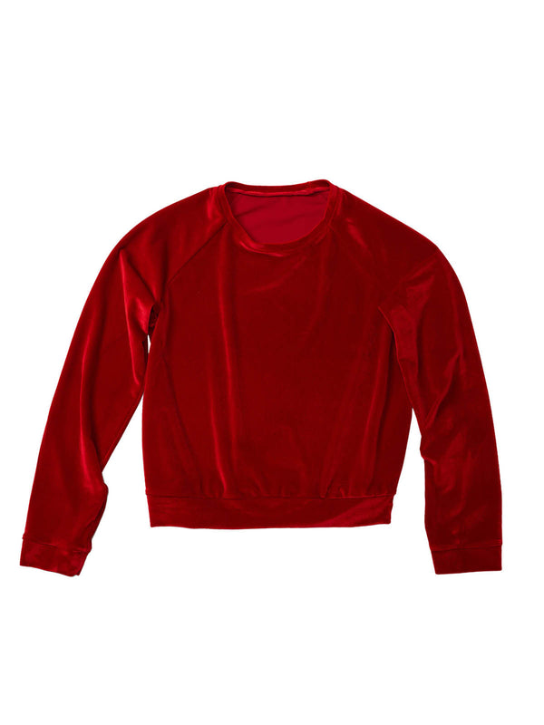 simone wild Velvet Raglan Sweater Firered