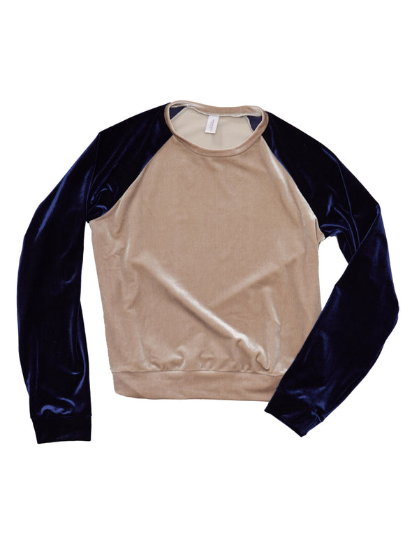 Simone Wild Velvet Raglan Sweater Navy /Taupe