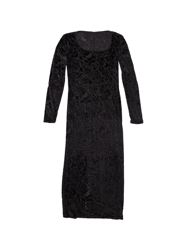 Simone Wild Velvet Rose Devoré Dress Black