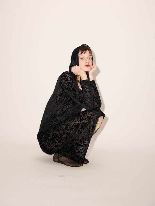simone wild Velvet Rose Devoré Dress Black