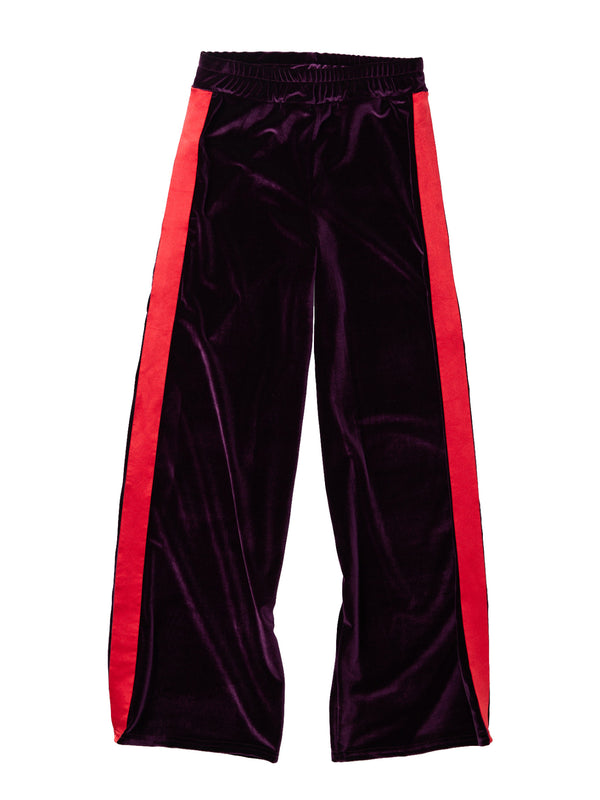 Simone Wild Velvet Stripe Pants Plum
