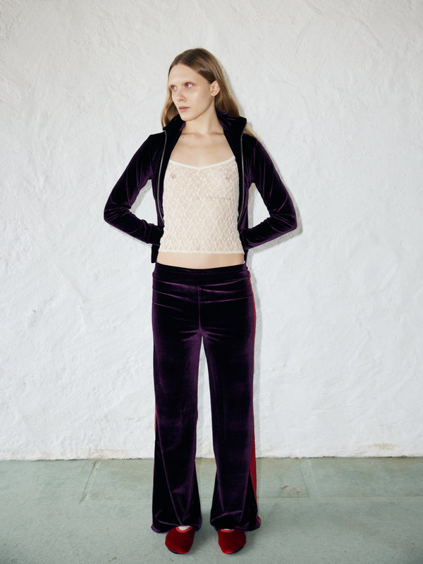 simone wild Velvet Stripe Pants plum