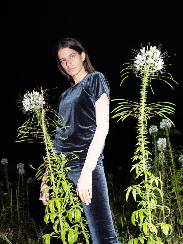 simone wild Velvet T-Shirt anthracite