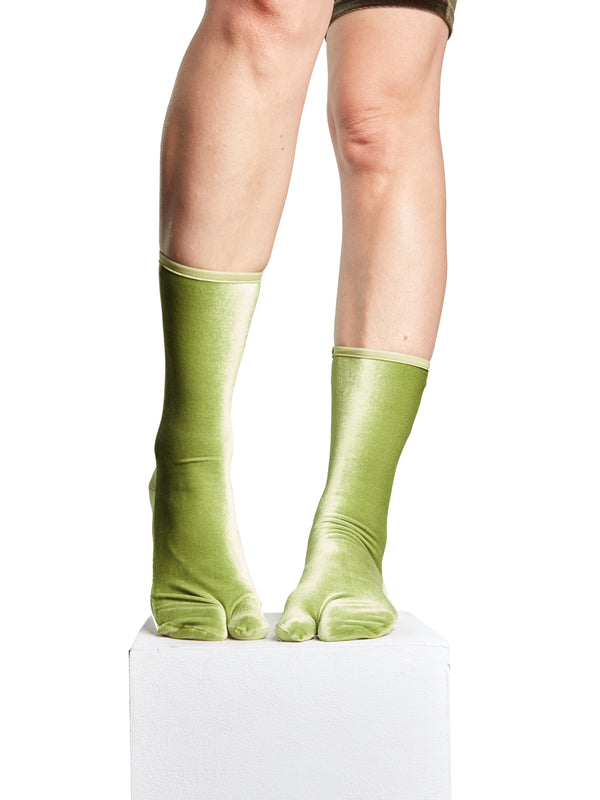 simone wild Velvet Toe Socks Applegreen