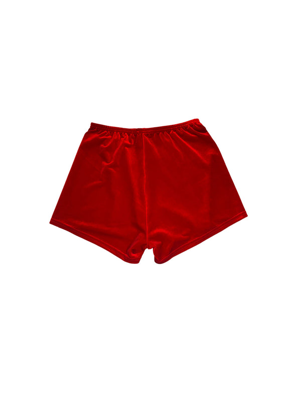 Simone Wild Velvet Top Stitched Hot Pants Firered