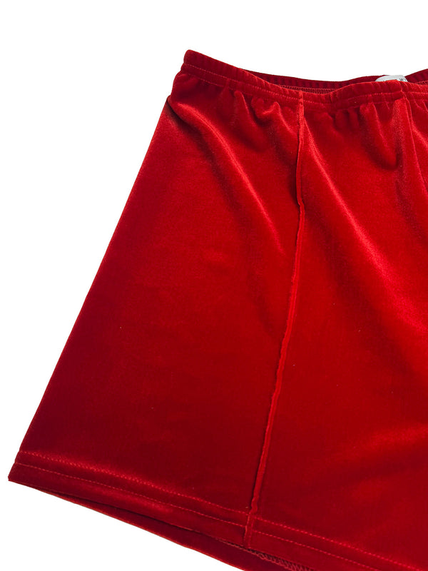Simone Wild Velvet Top Stitched Hot Pants Firered