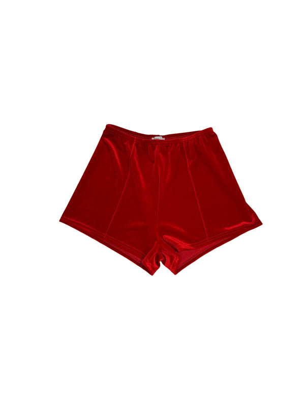 simone wild Velvet Top Stitched Hot Pants firered