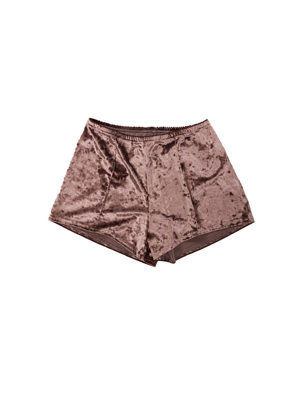 Simone Wild Velvet Top Stitched Hot Pants Praline