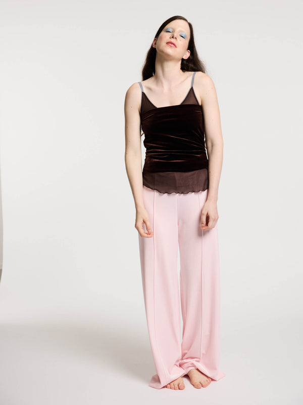 Simone Wild Velvet Top Stitched Pants Blush