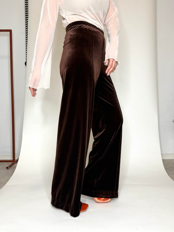 simone wild Velvet Top Stitched Pants nut