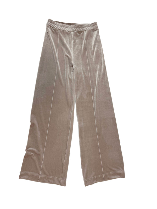 Simone Wild Velvet Top Stitched Pants Taupe