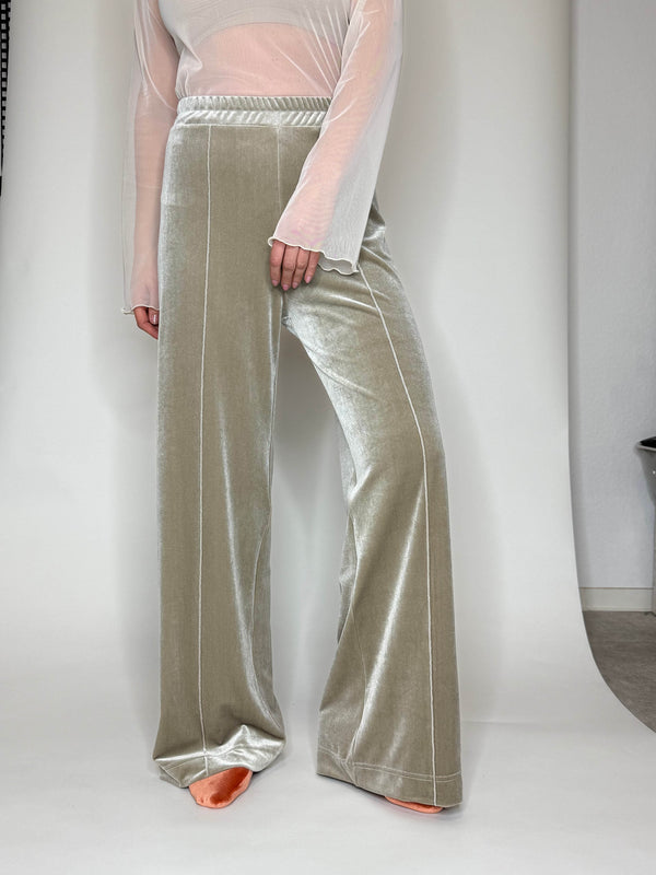 simone wild Velvet Top Stitched Pants taupe