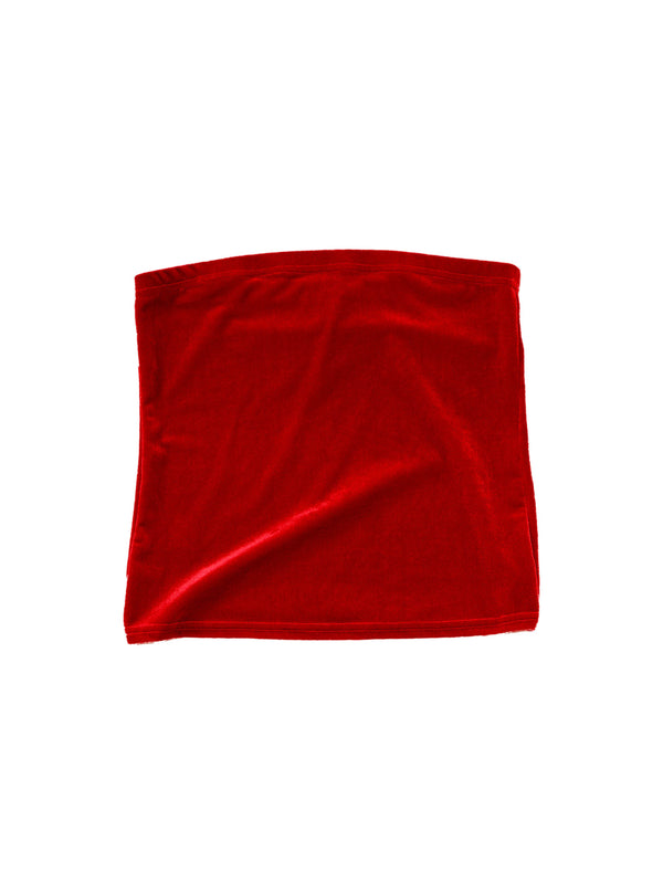 simone wild Velvet Tube Top Fire Red