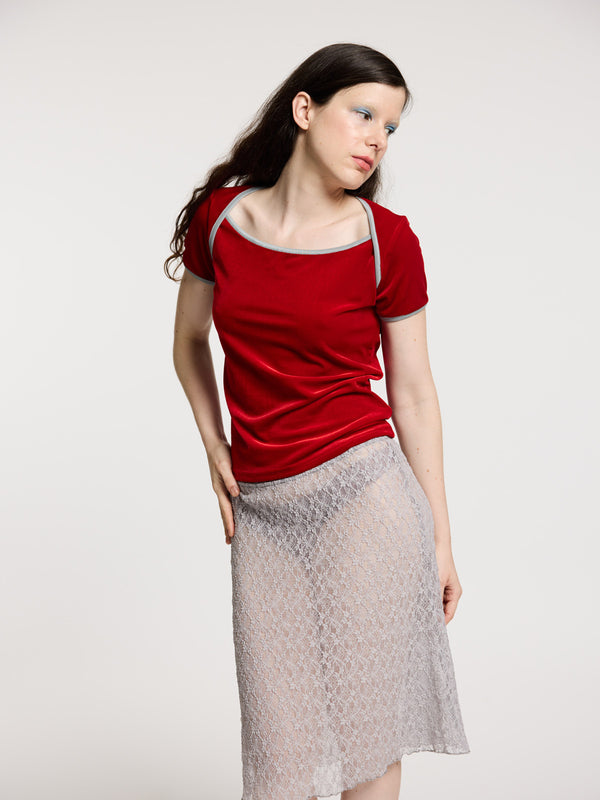 simone wild Velvet Tumble Tee Fire red